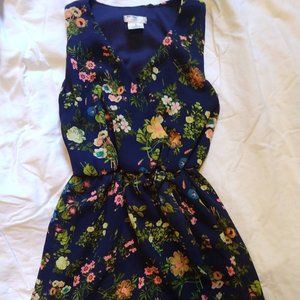 Sally Miller Couture 7/8 Navy Floral Dress - Lined